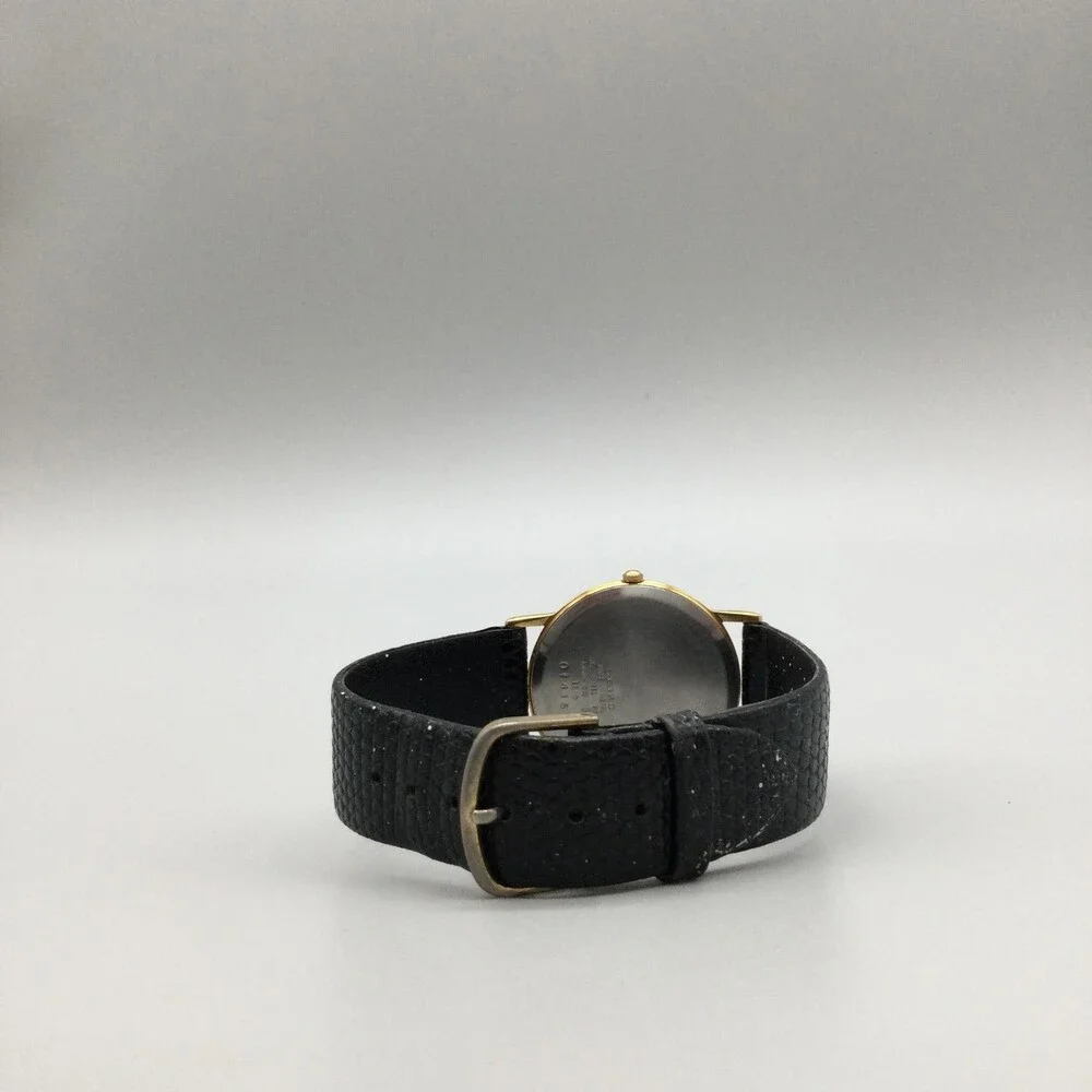 Vintage Seiko 5Y39-7010 Mens Watch 31mm Cream Dial Black Leather Not Running